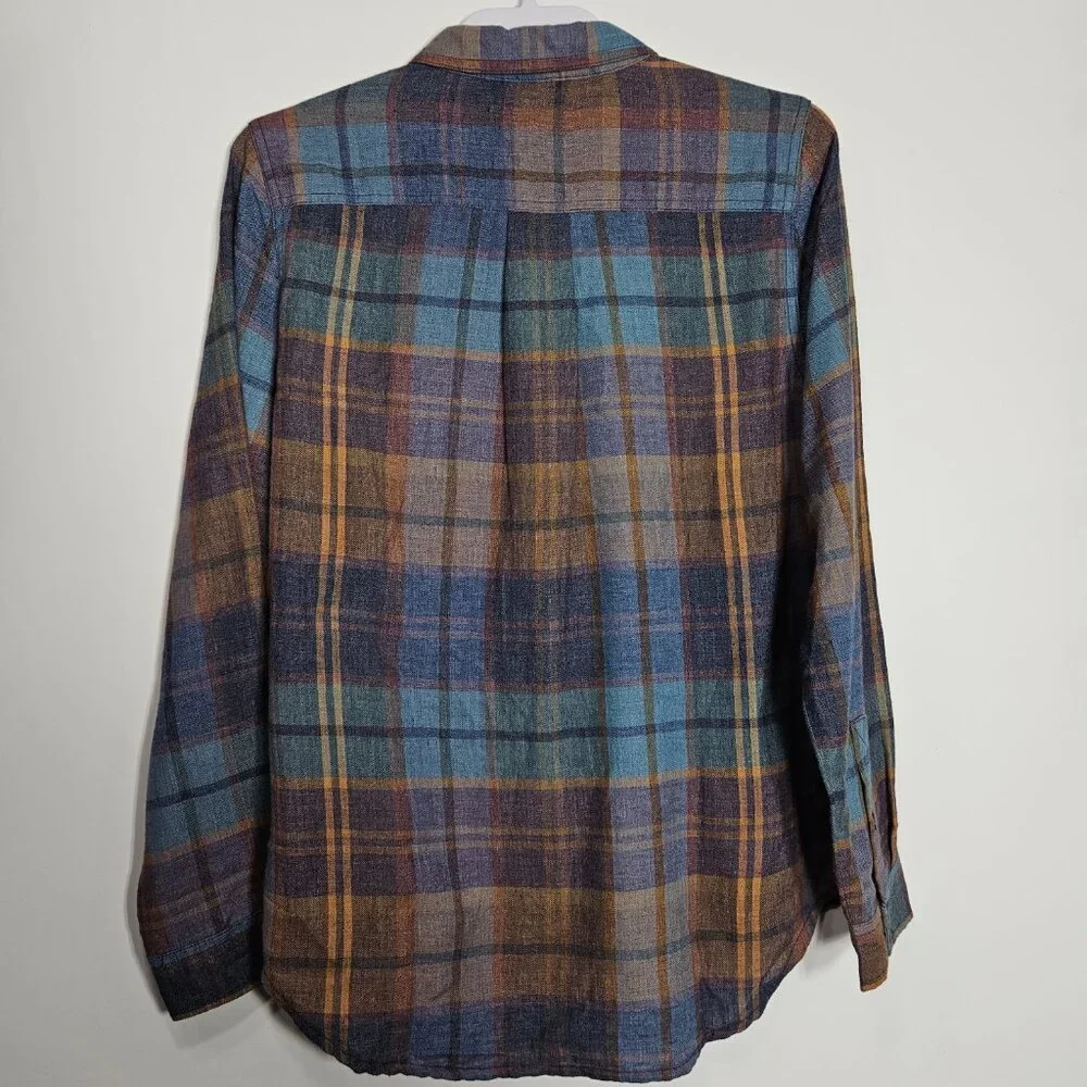 Toad&Co Reform Flannel Plaid Shirt Women’s Medium Organic Outdoor Casual - Picture 4 of 9